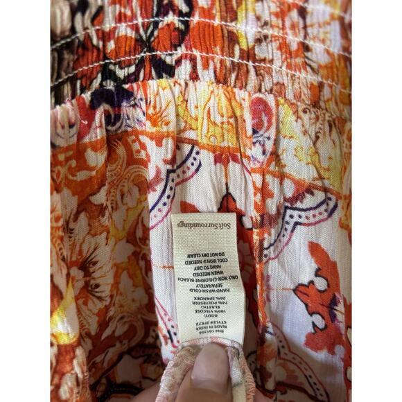 Soft Surroundings Womens Dress Medium Orange Floral Aline Maxi - Picture 12 of 13